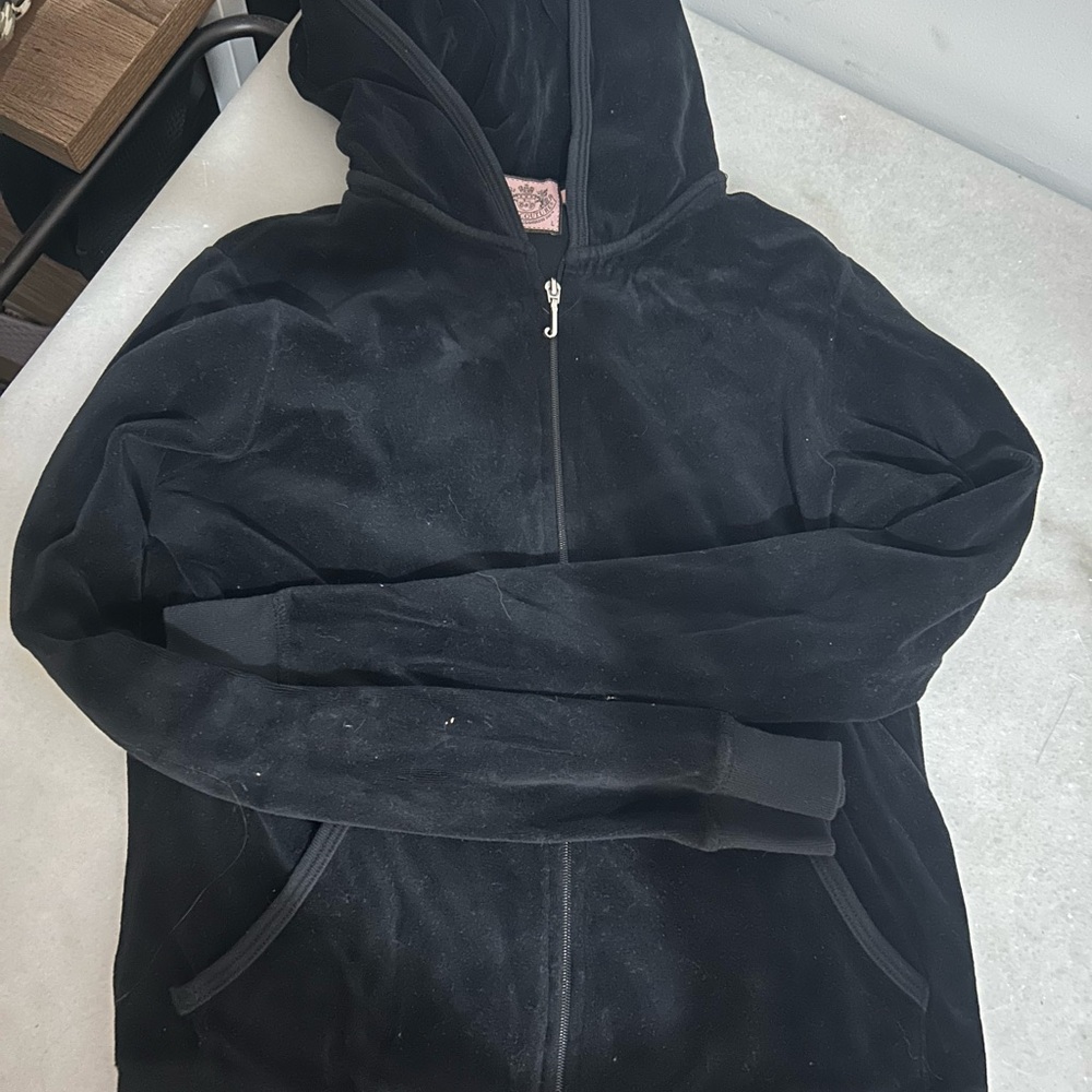 Vintage Black Juicy Velour Zip-Up Hoodie with “Lady Juicy” on the back